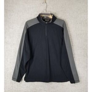 REI 1/4 Zip Long Sleeve Pullover Fleece Sweater Top 2-Tone Black Gray Mens Small